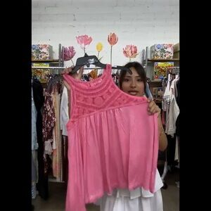 POL Pink Embellished Sleeveless Tank Top